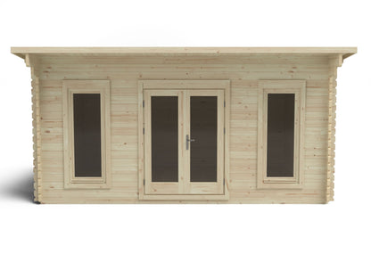 Forest Mendip Log Cabin Pent Roof, Double Glazed, 24kg Polyester Felt, plus Underlay  - 5.0m x 4.0m - VMEN45D54P2UHDIN