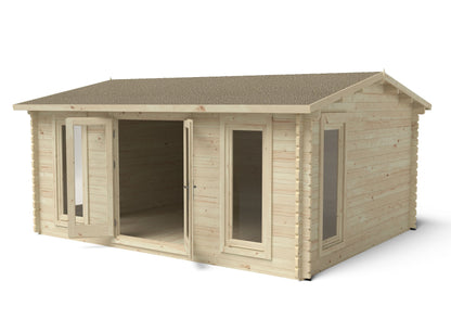 Forest Rushock Log Cabin Apex Roof, Double Glazed 24kg Polyester Felt, no Underlay  - 5.0m x 4.0m - VRUS45D54P2HD