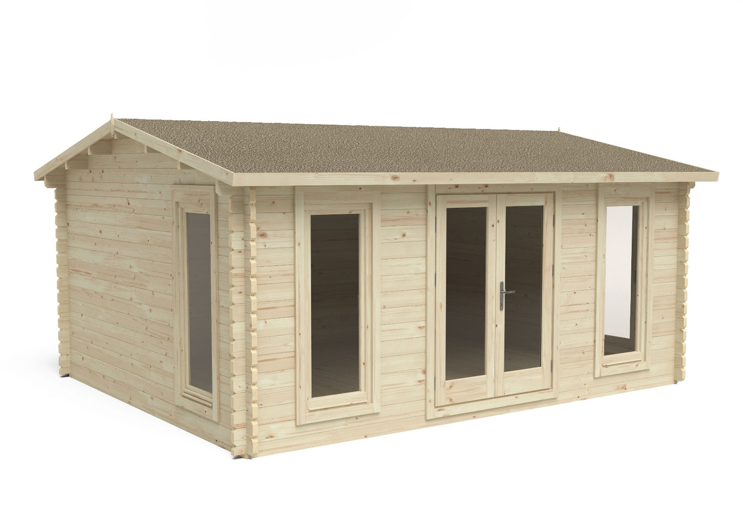 Forest Rushock Log Cabin Apex Roof, Double Glazed 24kg Polyester Felt, no Underlay  - 5.0m x 4.0m - VRUS45D54P2HD