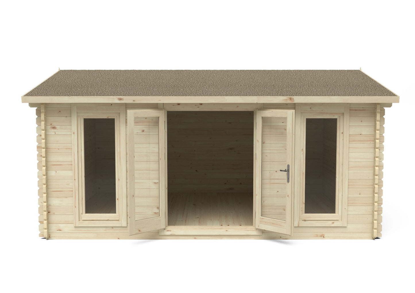 Forest Rushock Log Cabin Apex Roof, Double Glazed 24kg Polyester Felt, no Underlay  - 5.0m x 4.0m - VRUS45D54P2HD