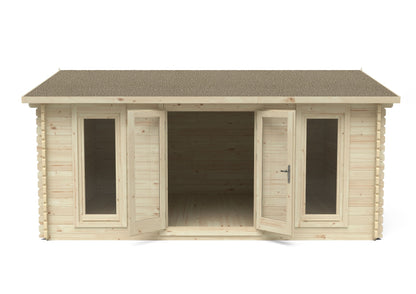 Forest Rushock Log Cabin Apex Roof, Double Glazed 24kg Polyester Felt, no Underlay  - 5.0m x 4.0m - VRUS45D54P2HDIN