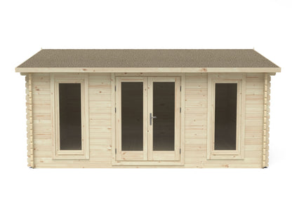 Forest Rushock Log Cabin Apex Roof, Double Glazed 24kg Polyester Felt, no Underlay  - 5.0m x 4.0m - VRUS45D54P2HDIN