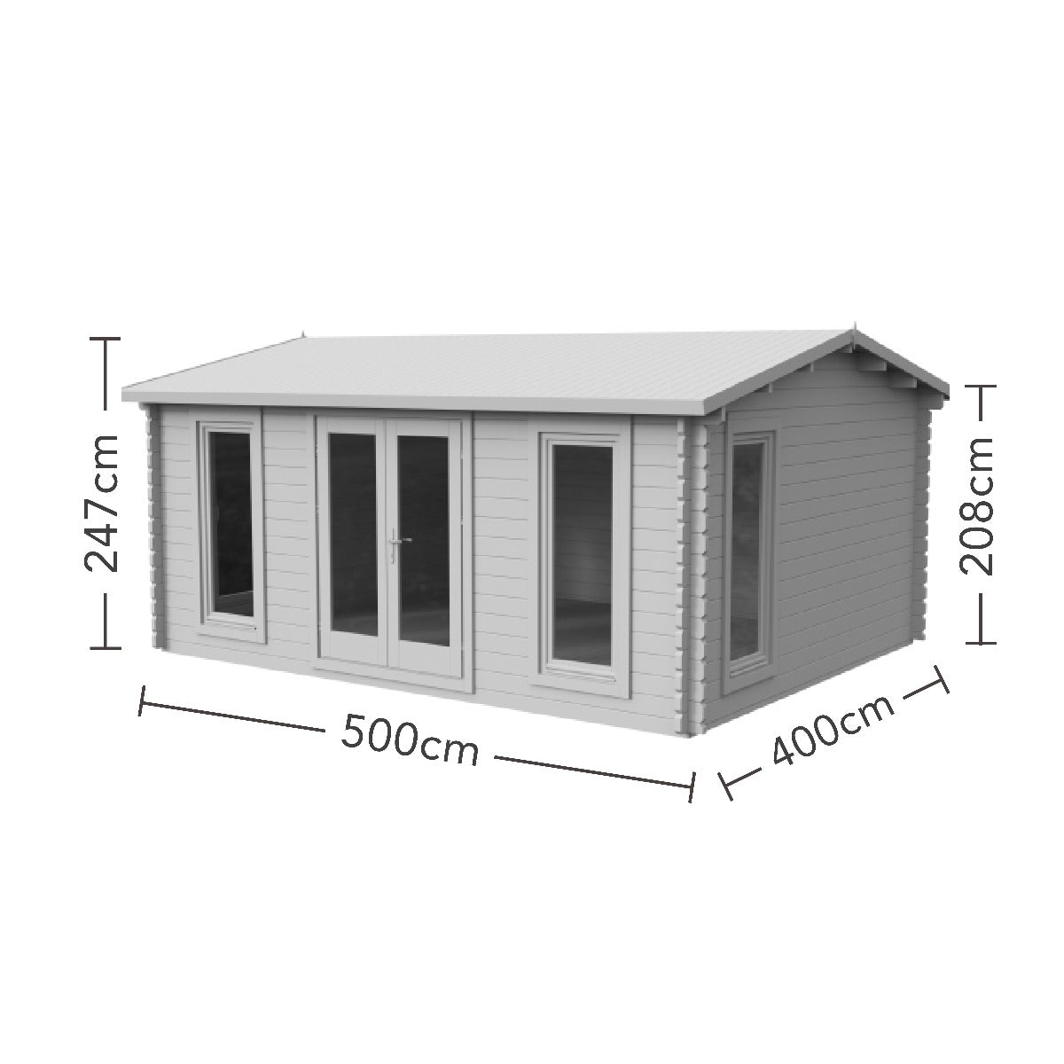 Forest Rushock Log Cabin Apex Roof, Double Glazed 24kg Polyester Felt, no Underlay  - 5.0m x 4.0m - VRUS45D54P2HD