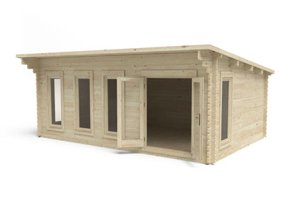 Forest Wolverley Log Cabin Pent Roof, Double Glazed 24kg Polyester Felt, plus Underlay  - 6.0m x 4.0m - VWOL45D64P2UHDIN