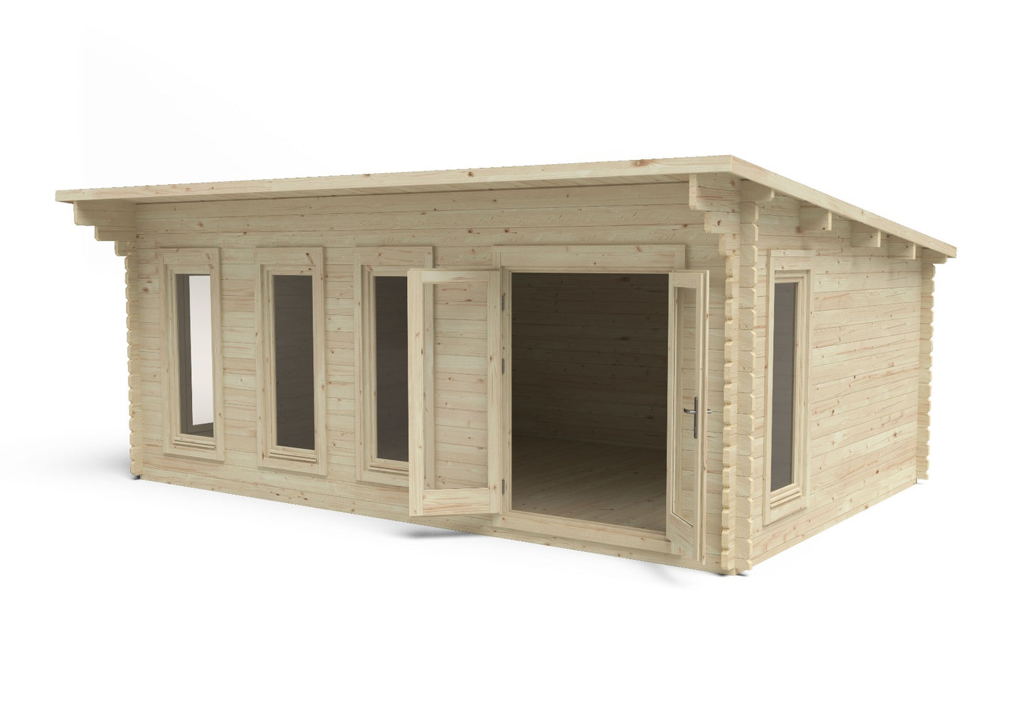 Forest Wolverley Log Cabin Pent Roof, Double Glazed 24kg Polyester Felt, no Underlay  - 6.0m x 4.0m - VWOL45D64P2HDIN