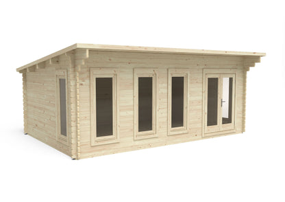 Forest Wolverley Log Cabin Pent Roof, Double Glazed 24kg Polyester Felt, plus Underlay  - 6.0m x 4.0m - VWOL45D64P2UHDIN