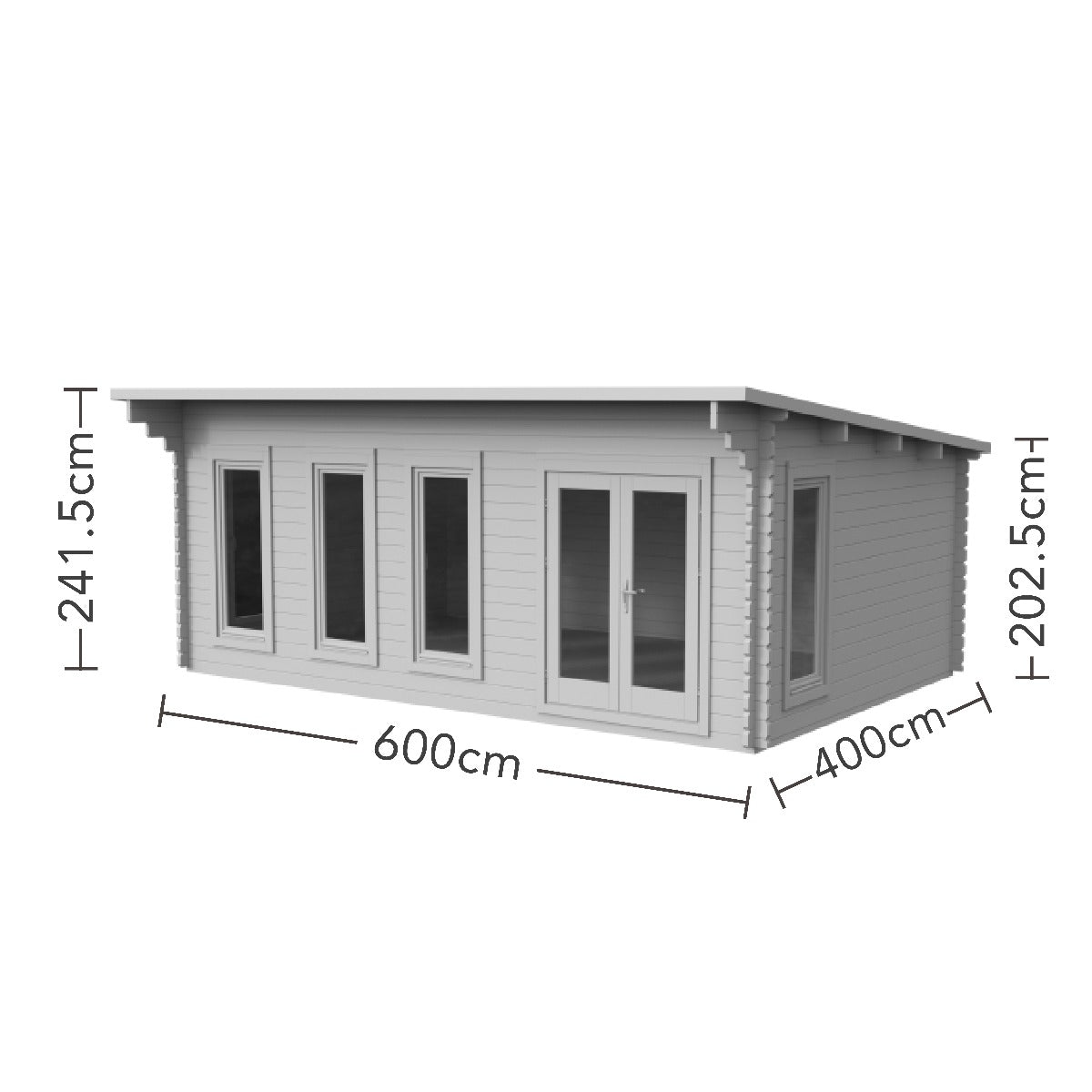 Forest Wolverley Log Cabin Pent Roof, Double Glazed 24kg Polyester Felt, plus Underlay  - 6.0m x 4.0m - VWOL45D64P2UHDIN