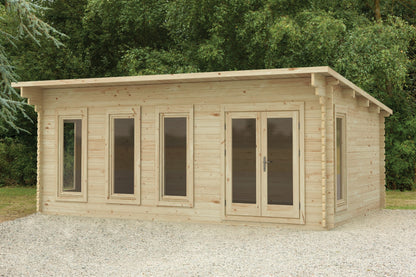 Forest Wolverley Log Cabin Pent Roof, Double Glazed 34kg Polyester Felt, plus Underlay  - 6.0m x 4.0m - VWOL45D64P3UHDIN