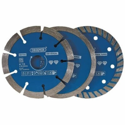 Draper Diamond Blade Set - 115mm (Pack of 3)