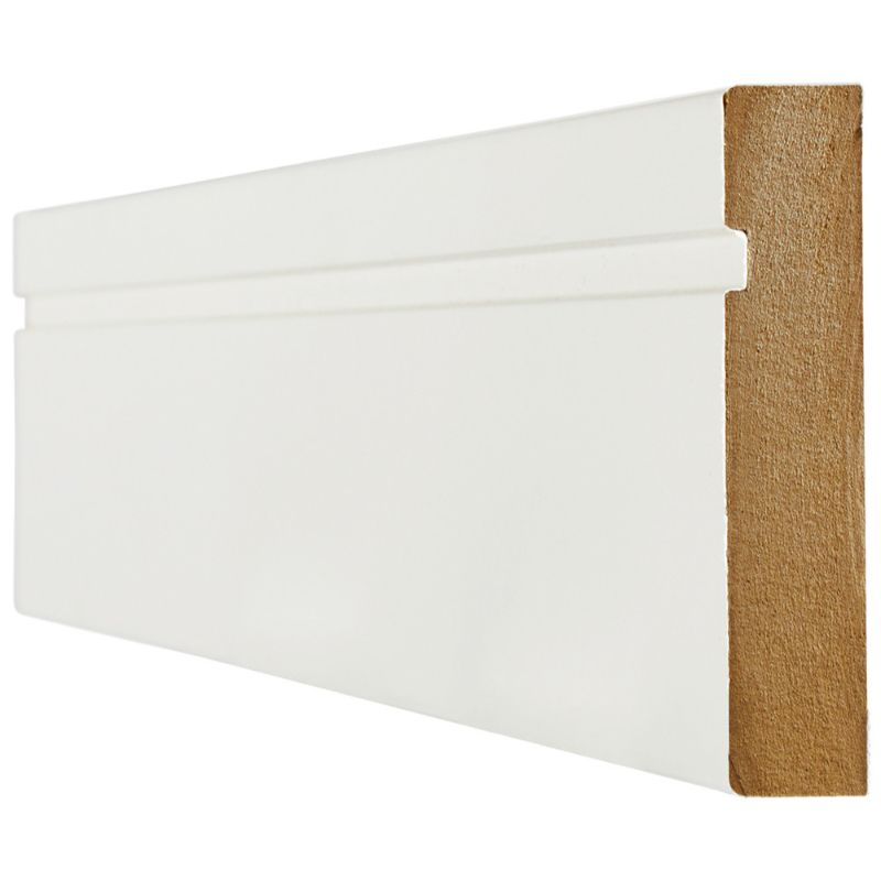 LPD White Primed Single Groove Skirting Board - 3000mm x 95mm x 18mm
