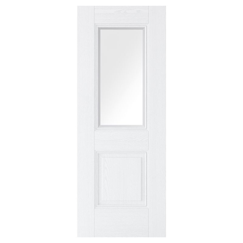 LPD Arnhem White Primed Grained 1L Internal Clear Glazed Door - 78in x 27in x 35mm (1981 x 686mm)