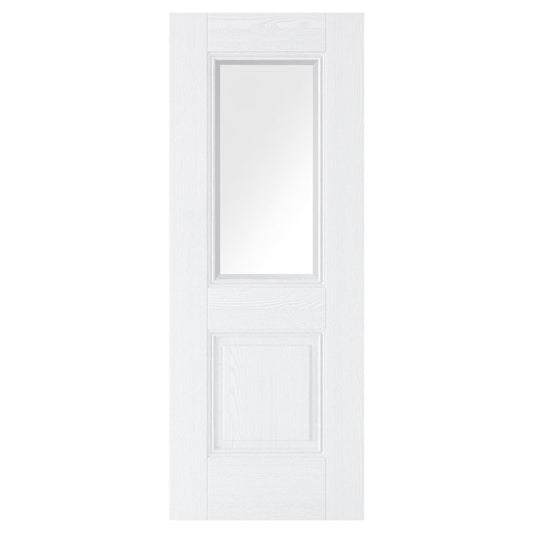 LPD Arnhem White Primed Grained 1L Internal Clear Glazed Door - 78in x 27in x 35mm (1981 x 686mm)