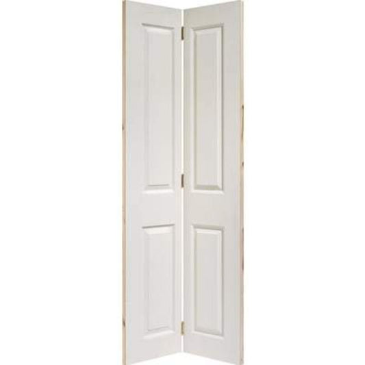 Moulded Textured White Primed Bi-Fold Interior Door - 1981mm x 762mm