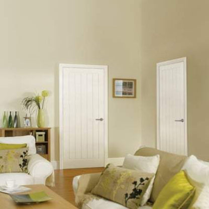 LPD Moulded Textured Vertical White Primed 5 Panel Interior Door - All Sizes