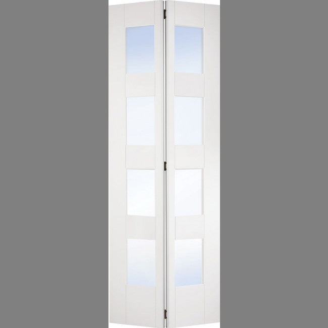 Image for LPD Bifold White Primed Shaker 4 Lite Glazed Internal Door