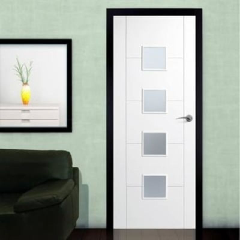 LPD Vancouver White Primed Small Lite Frosted Glazed Internal Door 78in x 33in x 35mm (1981 x 838mm)