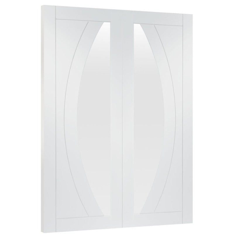 XL Joinery Salerno Internal White Primed Rebated Door Pair with Clear Glass