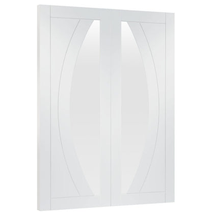 XL Joinery Salerno Internal White Primed Rebated Door Pair with Clear Glass