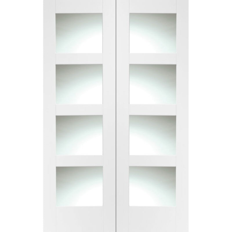 XL Joinery Shaker Internal White Rebated Door Pair with Clear Glass- 1981 x 915 x 40mm (36")