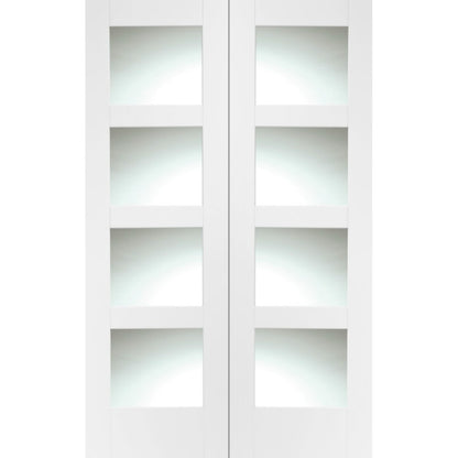 XL Joinery Shaker Internal White Rebated Door Pair with Clear Glass- 1981 x 915 x 40mm (36")