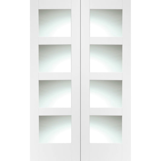 XL Joinery Shaker Internal White Rebated Door Pair with Clear Glass- 1981 x 915 x 40mm (36")