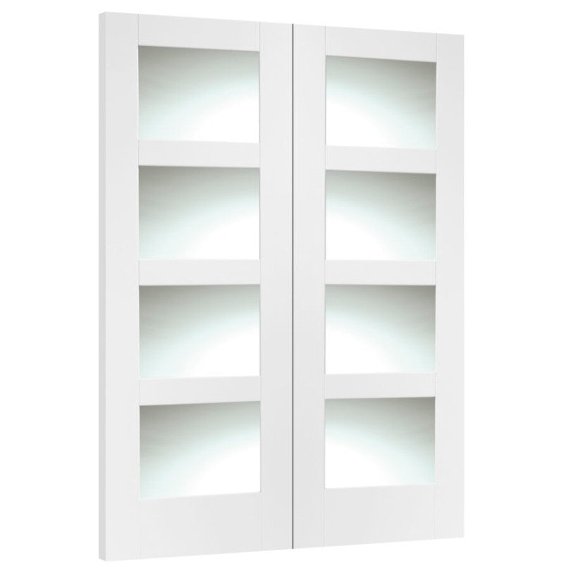 XL Joinery Shaker Internal White Rebated Door Pair with Clear Glass- 1981 x 915 x 40mm (36")