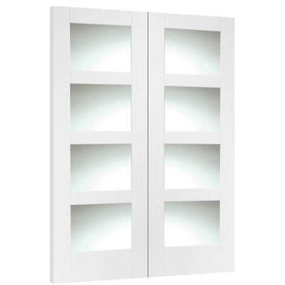 XL Joinery Shaker Internal White Rebated Door Pair with Clear Glass- 1981 x 915 x 40mm (36")