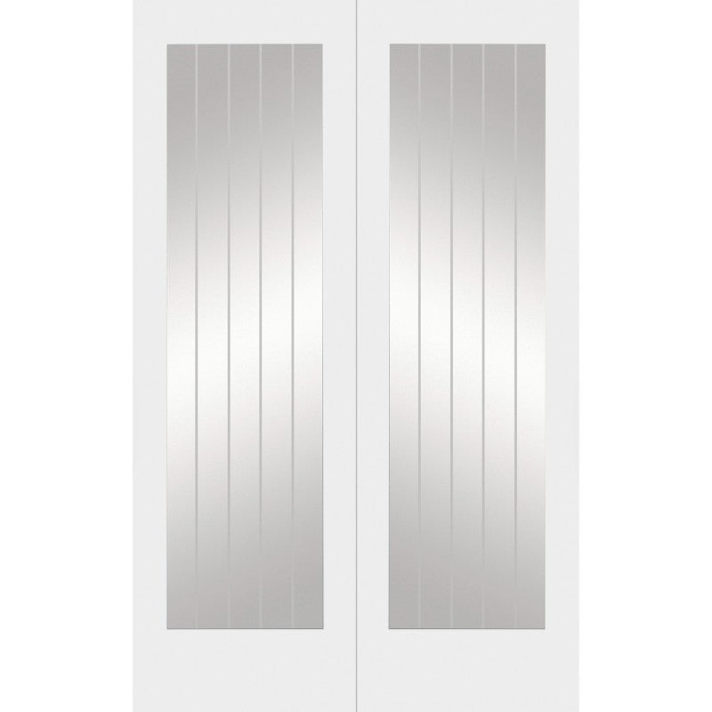 XL Joinery Suffolk 1 Light Internal White Primed Rebated Door Pair with Clear Glass- 1981 x 1220 x 40mm (48")