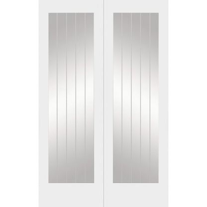 XL Joinery Suffolk 1 Light Internal White Primed Rebated Door Pair with Clear Glass- 1981 x 1220 x 40mm (48")