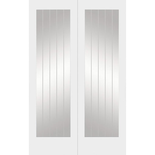 XL Joinery Suffolk 1 Light Internal White Primed Rebated Door Pair with Clear Glass- 1981 x 1220 x 40mm (48")