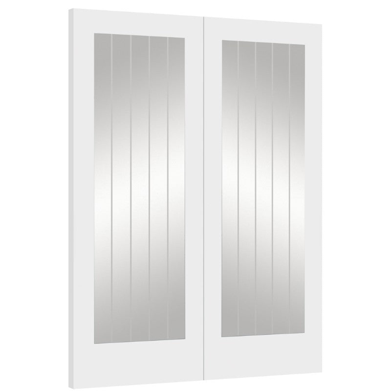 XL Joinery Suffolk 1 Light Internal White Primed Rebated Door Pair with Clear Glass- 1981 x 1220 x 40mm (48")