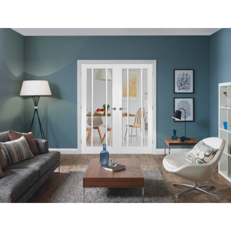 XL Joinery Worcester Internal Rebated White Primed Door Pair with Clear Glass- 1981 x 1524 x 40mm (60")