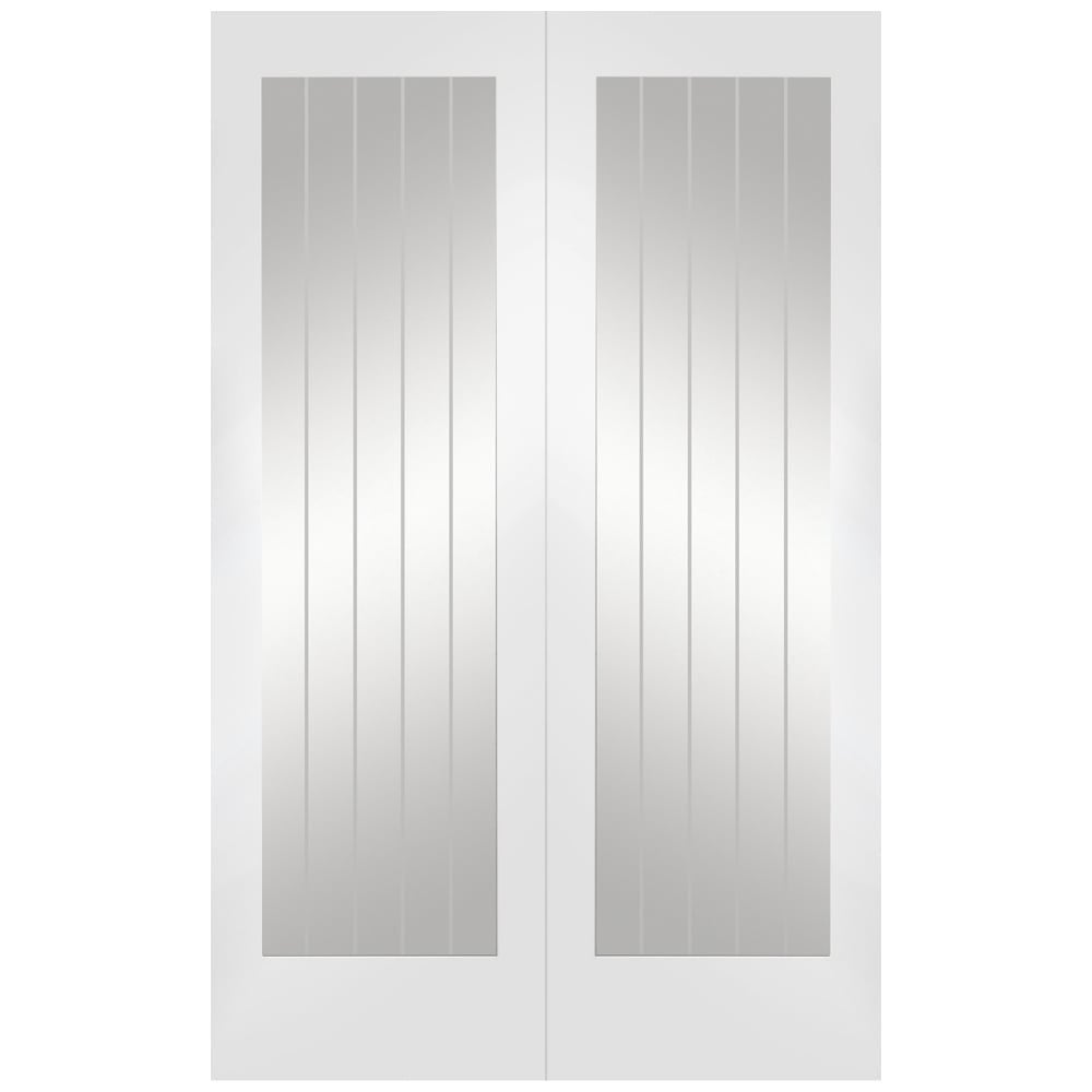 XL Joinery Suffolk 1 Light Internal White Primed Rebated Door Pair with Clear Glass