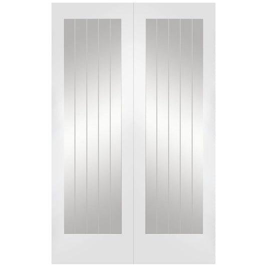 XL Joinery Suffolk 1 Light Internal White Primed Rebated Door Pair with Clear Glass