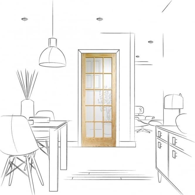 Image for XL Joinery SA77 Internal Clear Pine Door with Clear Glass