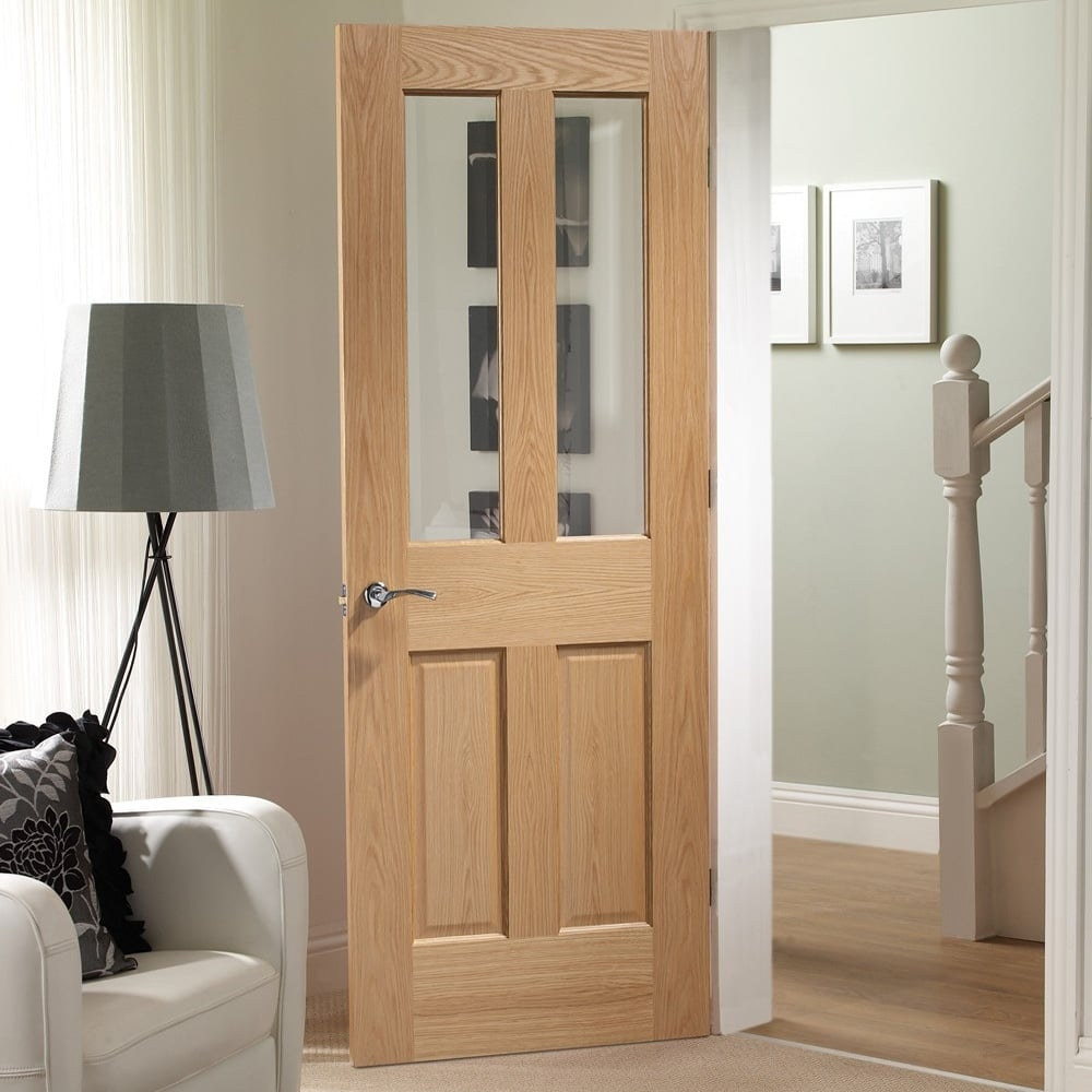 Image for XL Joinery Malton Pre-Finished Internal Oak Door with Clear Bevelled Glass