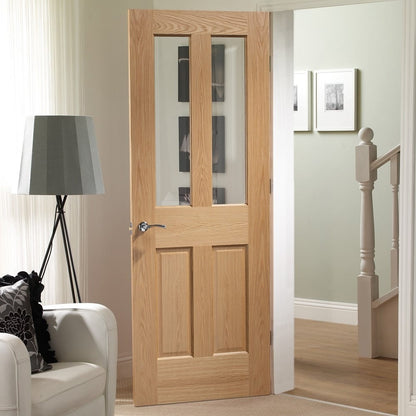 Image for XL Joinery Malton Pre-Finished Internal Oak Door with Clear Bevelled Glass