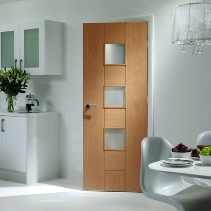 Image for XL Joinery Messina Pre-Finished Internal Oak Door with Clear Glass