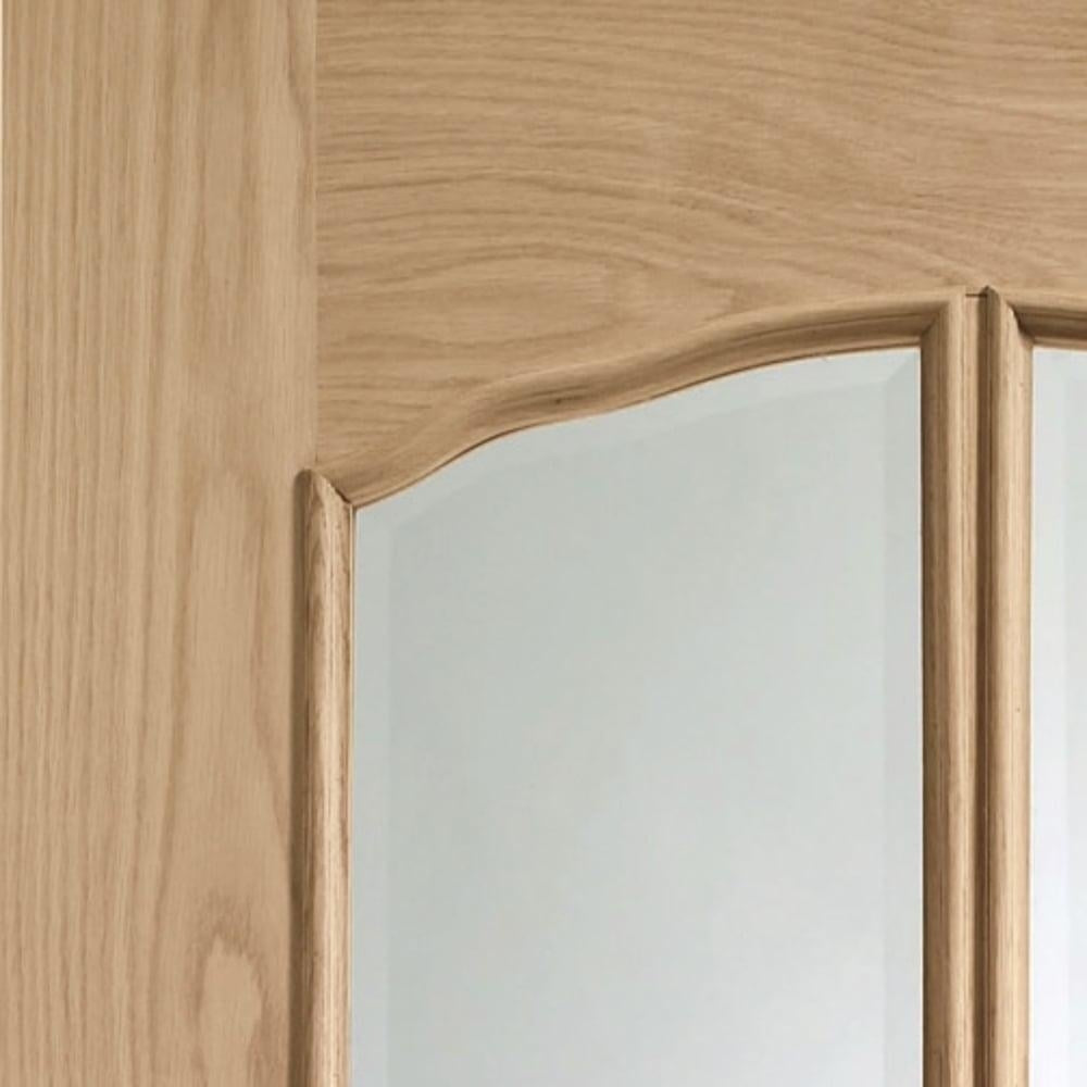 Image for XL Joinery Riviera Pre-Finished Internal Oak Door With Raised Mouldings and Clear Bevelled Glass