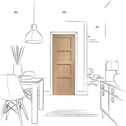 Image for XL Joinery Shaker 4 Panel Pre-Finished Internal Oak Door