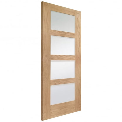 Image for XL Joinery Shaker 4 Light Pre-Finished Internal Oak Door with Clear Glass