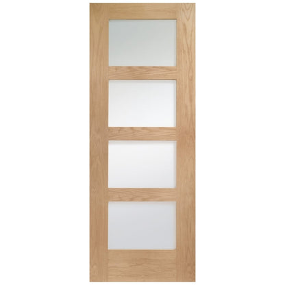 Image for XL Joinery Shaker 4 Light Pre-Finished Internal Oak Door with Clear Glass