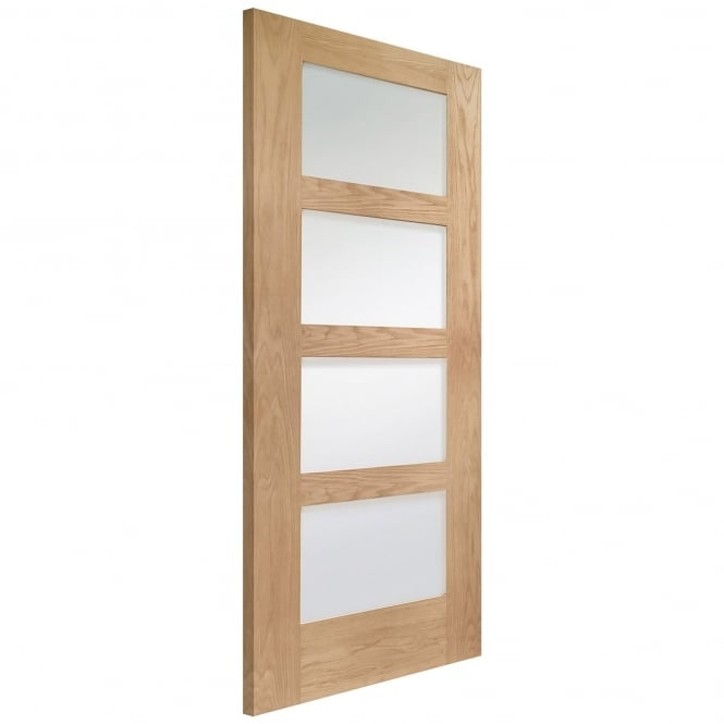 Image for XL Joinery Shaker 4 Light Pre-Finished Internal Oak Door with Obscure Glass