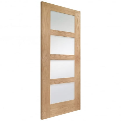 Image for XL Joinery Shaker 4 Light Pre-Finished Internal Oak Door with Obscure Glass