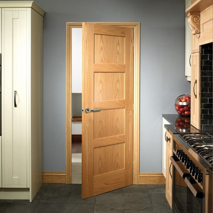 Image for XL Joinery Shaker 4 Panel Pre-Finished Internal Oak Fire Door 1981 x 762 x 44mm (30")