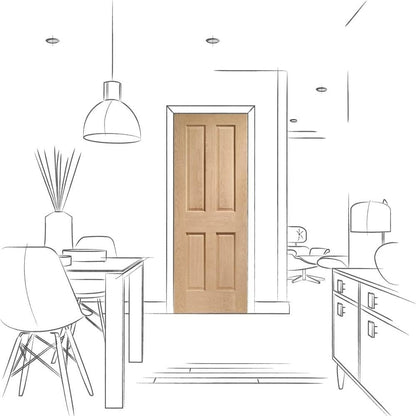 Image for XL Joinery Victorian 4 Panel Pre-Finished Internal Oak Fire Door