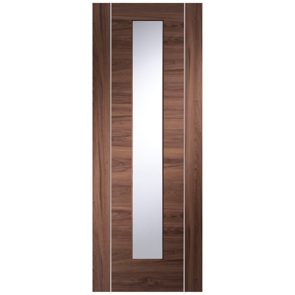 Image for XL Joinery Forli Pre-Finished Internal Walnut Door with Clear Glass