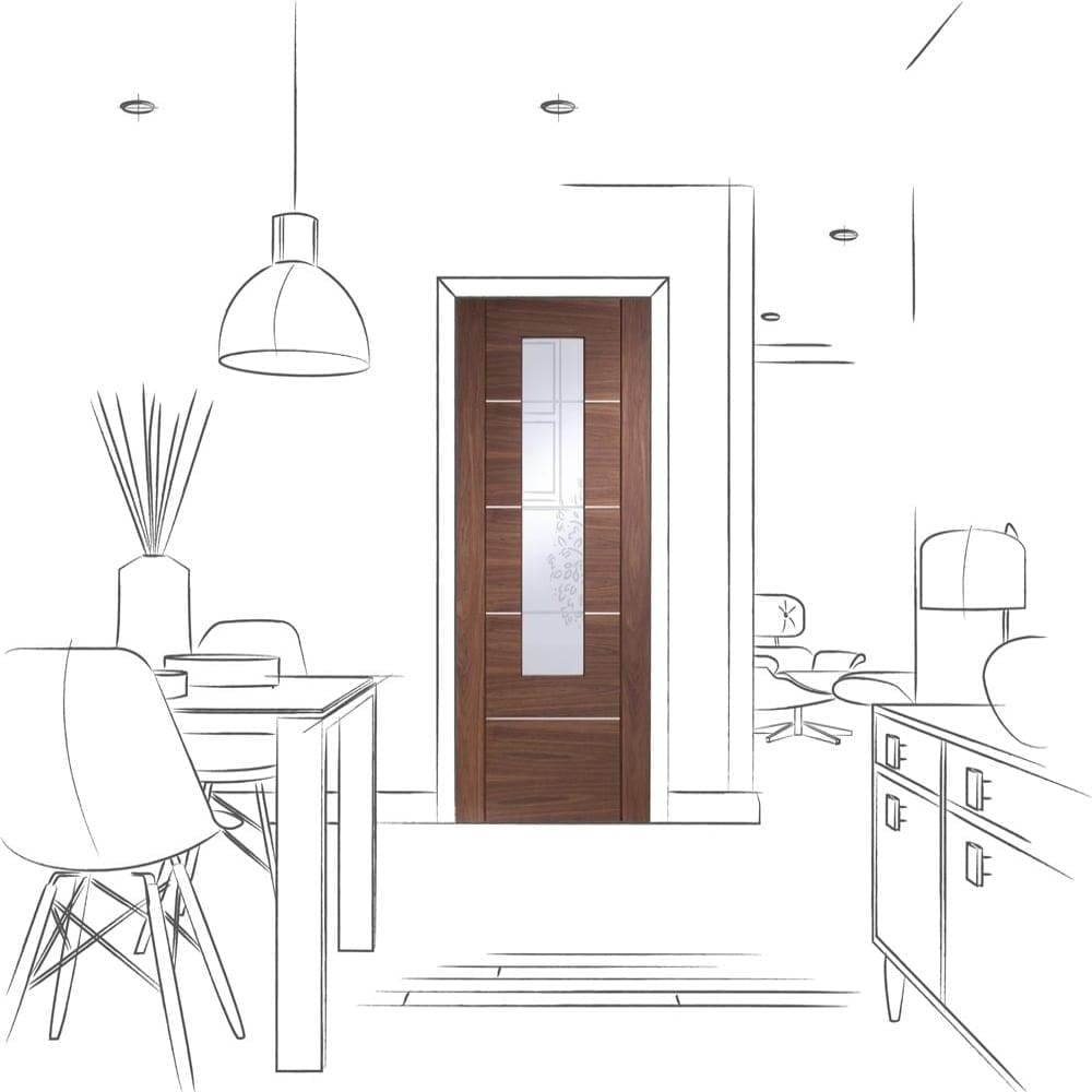 Image for XL Joinery Portici Pre-Finished Internal Walnut Door Clear Glass