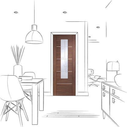 Image for XL Joinery Portici Pre-Finished Internal Walnut Door Clear Glass