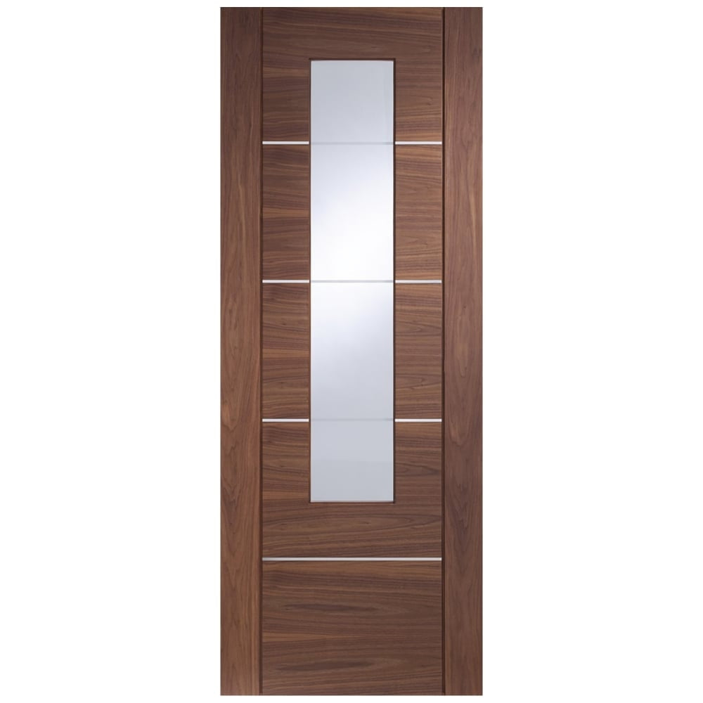 Image for XL Joinery Portici Pre-Finished Internal Walnut Door Clear Glass